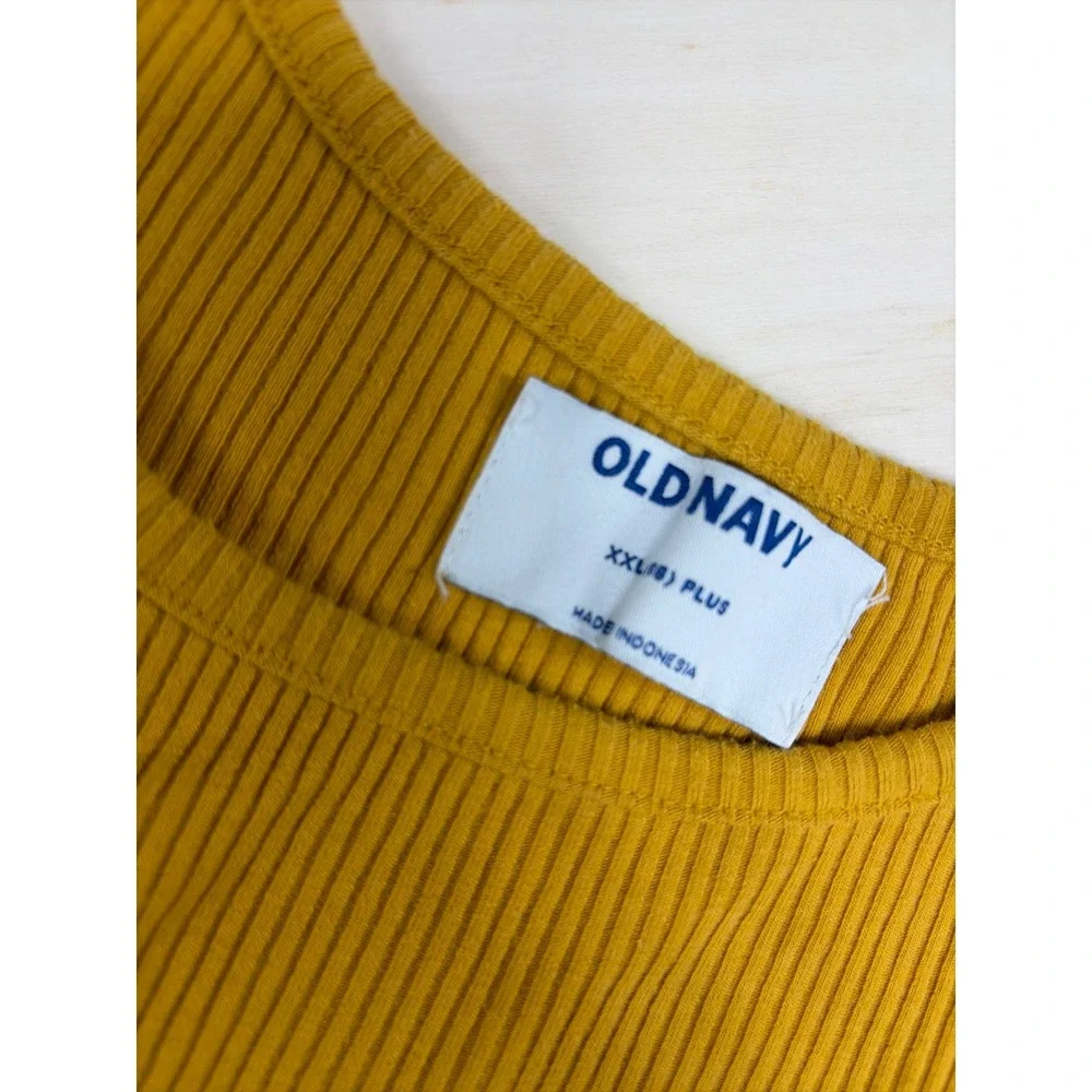 Old Navy Girls Mustard Yellow Tiered Rib-Knit Short Sleeve Dress XXL 18 Plus